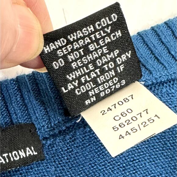 Asymmetric One Shoulder Sweater L Silk Cashmere Blend Blue Short Sleeve Y2k VTG - Picture 10 of 11